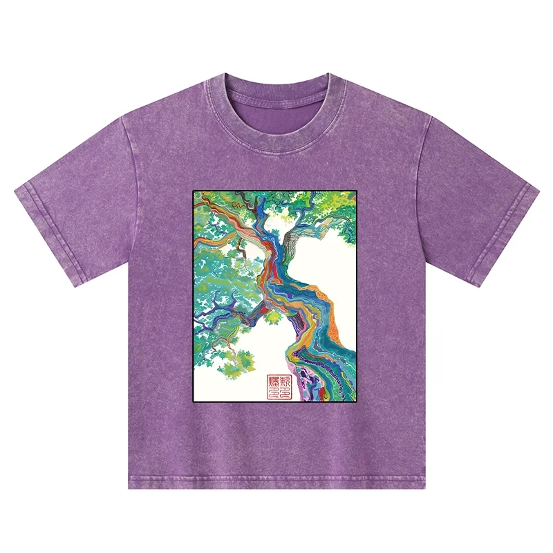 Tokyo-Tiger Colorful Magic Tree Kids Washed T-Shirt
