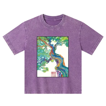 Tokyo-Tiger Colorful Magic Tree Kids Washed T-Shirt
