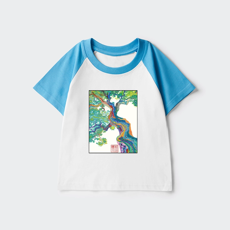Tokyo-Tiger Colorful Magic Tree Kids Raglan T-shirt