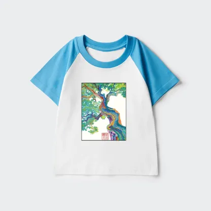 Tokyo-Tiger Colorful Magic Tree Kids Raglan T-shirt