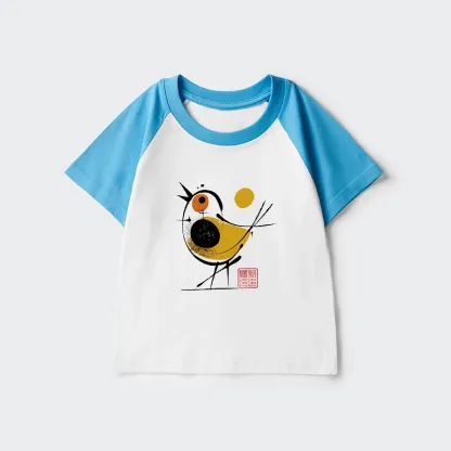 Tokyo-Tiger Aesthetic Yellow And Black Bird Kids Raglan T-shirt