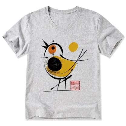 Tokyo-Tiger Aesthetic Yellow And Black Bird V-Neck Classic T-Shirt