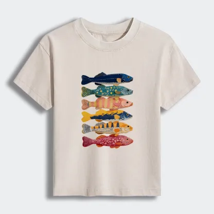 Tokyo-Tiger Colorful Fish Art Collection Women's Washed T-shirt
