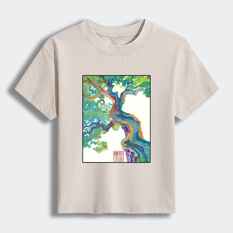 Tokyo-Tiger Colorful Magic Tree Women's Washed T-shirt