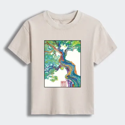 Tokyo-Tiger Colorful Magic Tree Women's Washed T-shirt