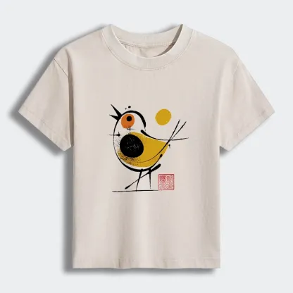 Tokyo-Tiger Aesthetic Yellow And Black Bird Women's Washed T-shirt