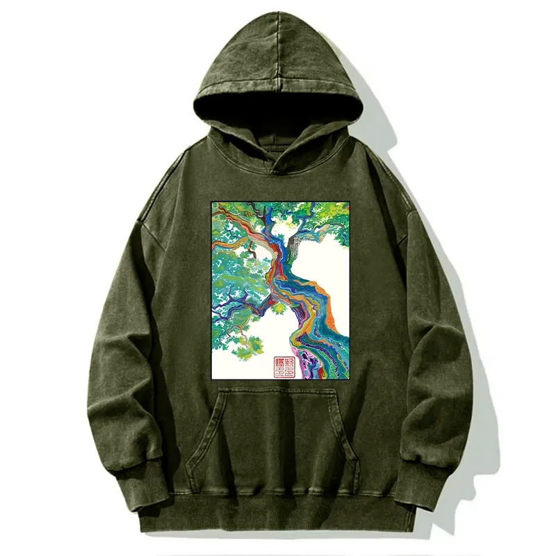Tokyo-Tiger Colorful Magic Tree Washed Hoodie