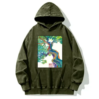 Tokyo-Tiger Colorful Magic Tree Washed Hoodie