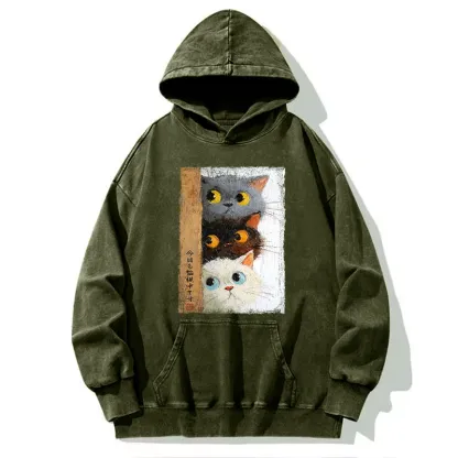 Tokyo-Tiger Three Cute Cats Watch You Washed Hoodie