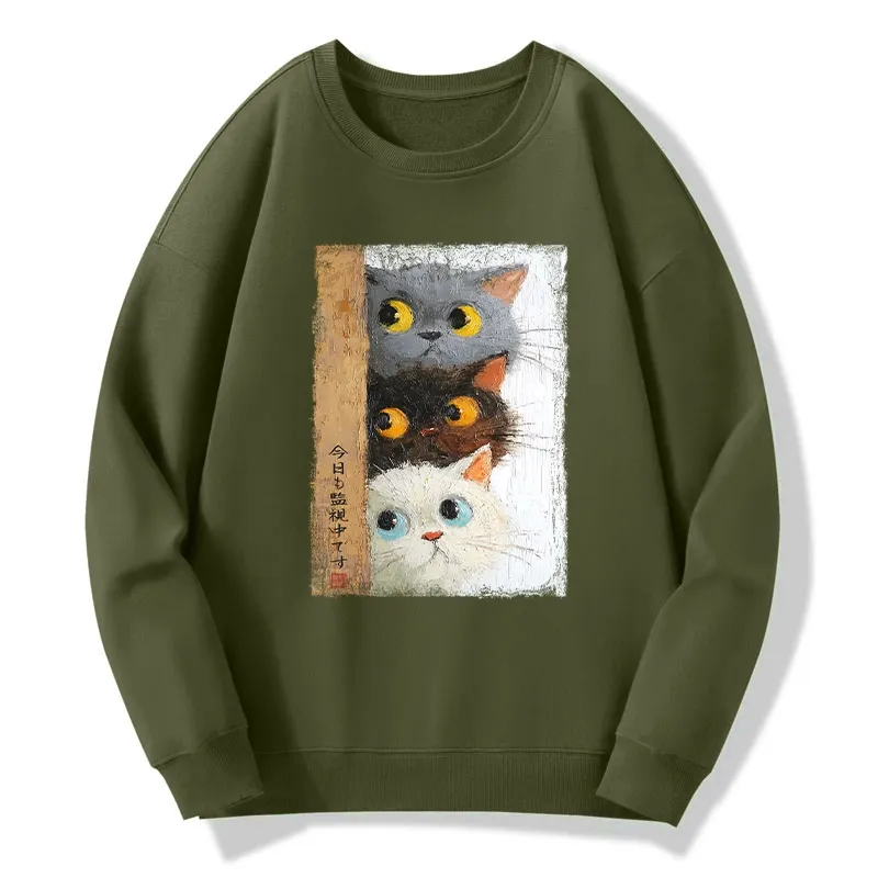 Tokyo-Tiger Three Cute Cats Watch You Classic Sweatshirt