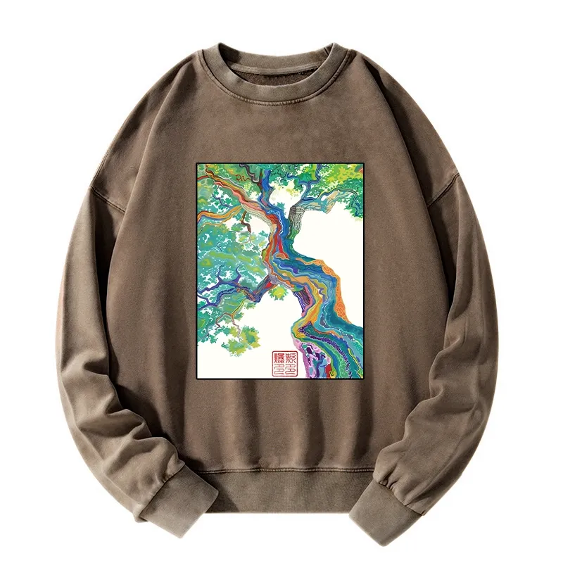 Tokyo-Tiger Colorful Magic Tree Washed Sweatshirt