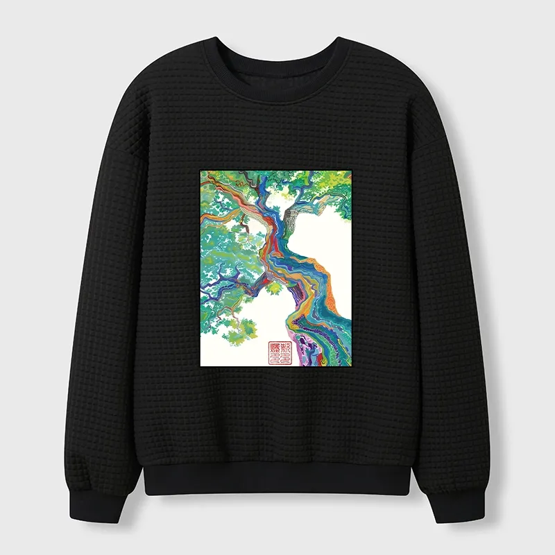 Tokyo-Tiger Colorful Magic Tree Waffle Sweatshirt