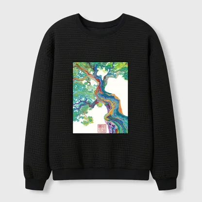 Tokyo-Tiger Colorful Magic Tree Waffle Sweatshirt