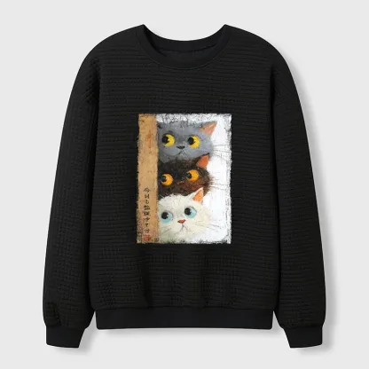 Tokyo-Tiger Three Cute Cats Watch You Waffle Sweatshirt