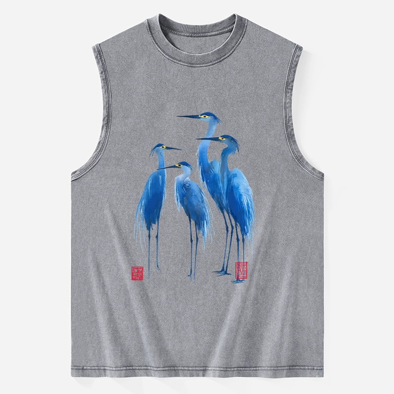 Tokyo-Tiger Flocks Of Great Blue Herons Washed Tank