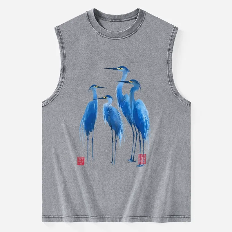 Tokyo-Tiger Flocks Of Great Blue Herons Washed Tank