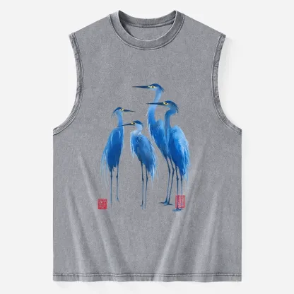 Tokyo-Tiger Flocks Of Great Blue Herons Washed Tank