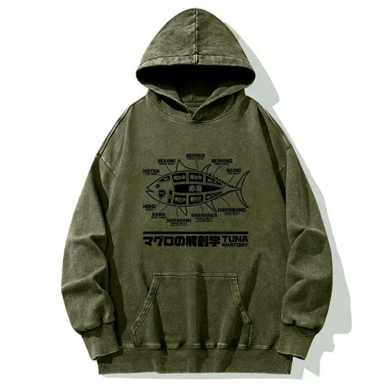 Tokyo-Tiger Tuna Dissection Map Japanese Washed Hoodie