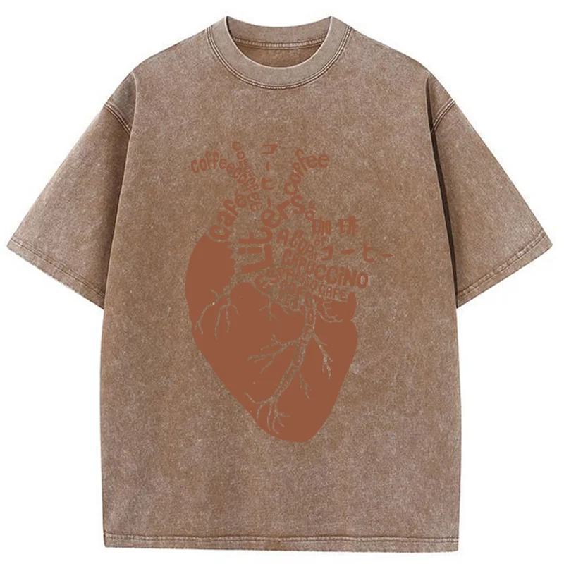 Tokyo-Tiger Coffee Heart Washed T-Shirt