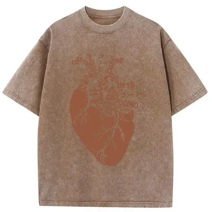 Tokyo-Tiger Coffee Heart Washed T-Shirt