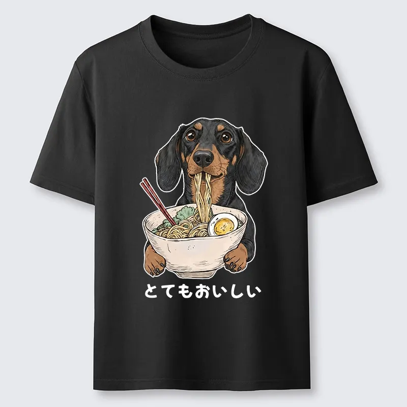 Tokyo-Tiger Cute Dog Eating Noodles Art Meme Classic T-Shirt