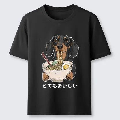 Tokyo-Tiger Cute Dog Eating Noodles Art Meme Classic T-Shirt