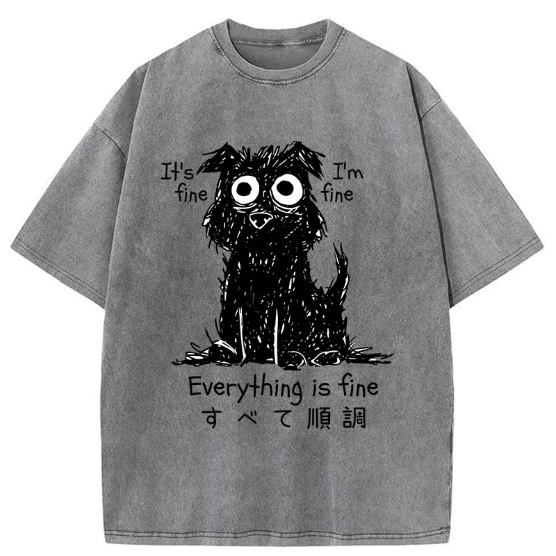 Tokyo-Tiger Everything Is Fine Washed T-Shirt