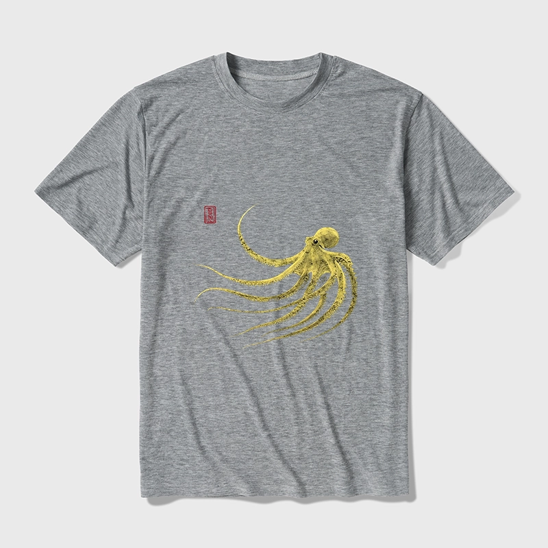 Tokyo-Tiger Retro Octopus Japanese Cotton Blend T-Shirt