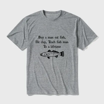 Tokyo-Tiger Man Eat Fish Meme Cotton Blend T-Shirt