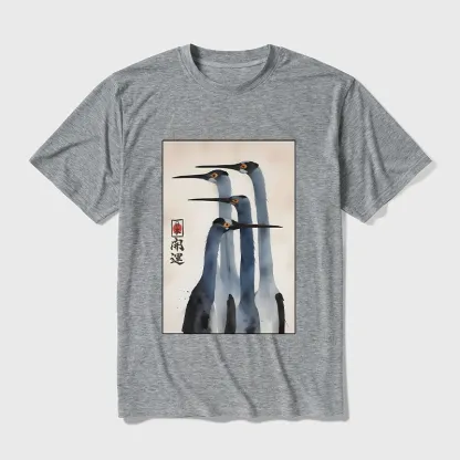 Tokyo-Tiger Retro Sandhill Crane Cotton Blend T-Shirt