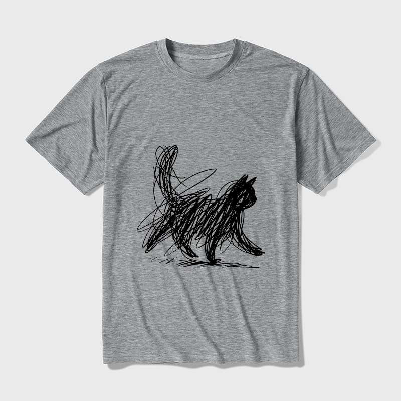 Tokyo-Tiger Minimalist Cat Art Cotton Blend T-Shirt