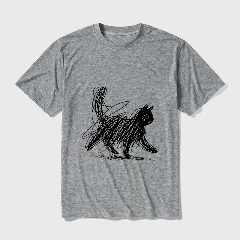 Tokyo-Tiger Minimalist Cat Art Cotton Blend T-Shirt