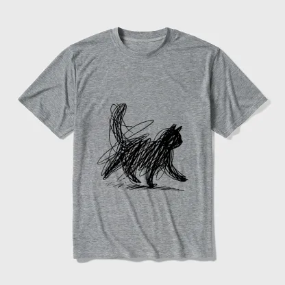 Tokyo-Tiger Minimalist Cat Art Cotton Blend T-Shirt
