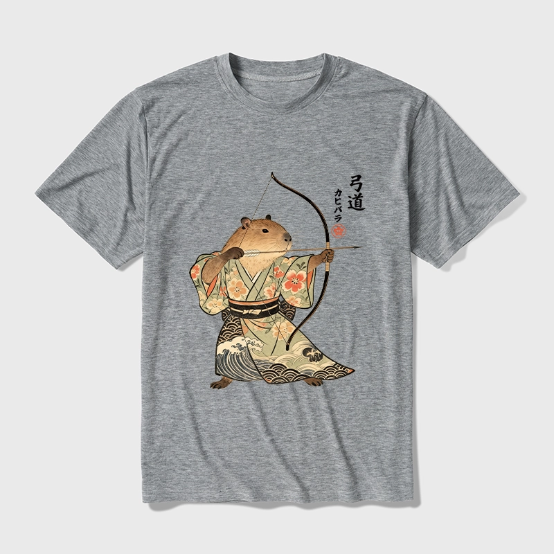 Tokyo-Tiger Capybara Archery Cotton Blend T-Shirt