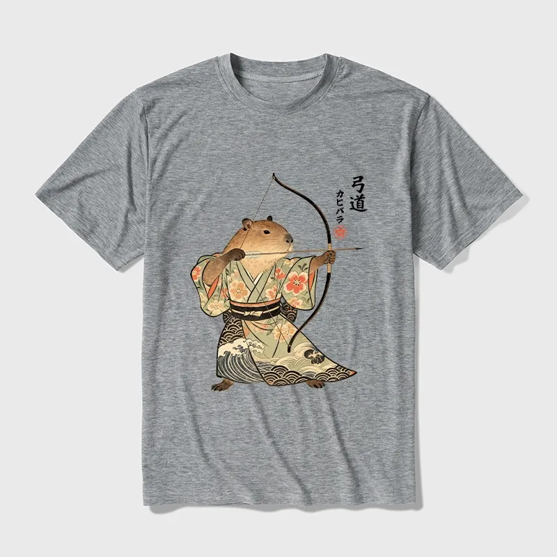 Tokyo-Tiger Capybara Archery Cotton Blend T-Shirt