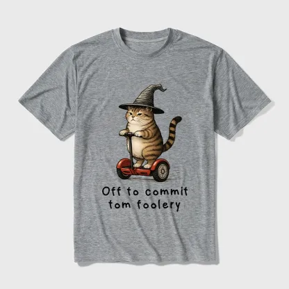 Tokyo-Tiger Orange Cat Riding Segway-style Cotton Blend T-Shirt