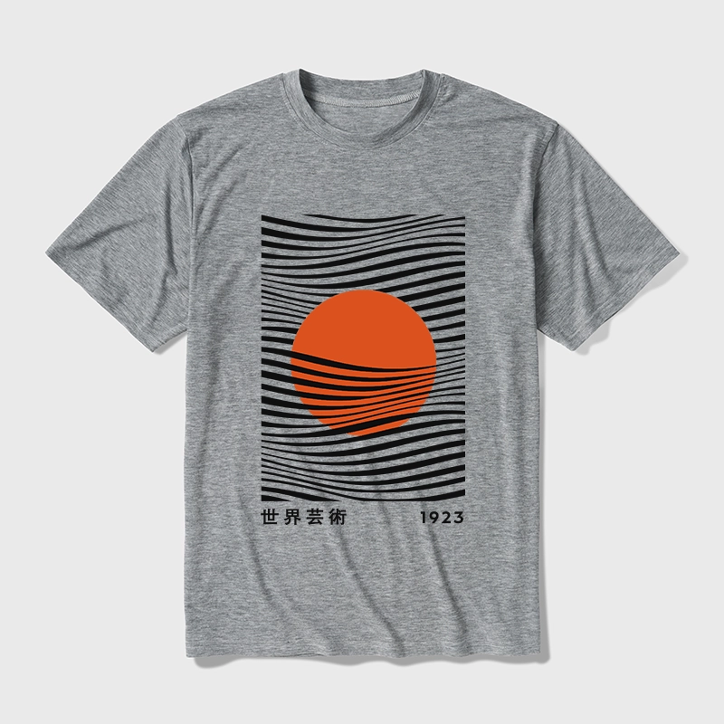 Tokyo-Tiger Minimalist Art Sun Cotton Blend T-Shirt