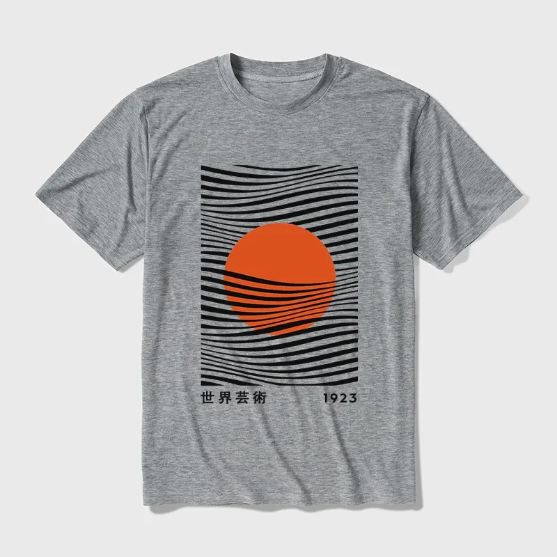 Tokyo-Tiger Minimalist Art Sun Cotton Blend T-Shirt