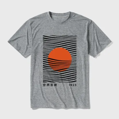 Tokyo-Tiger Minimalist Art Sun Cotton Blend T-Shirt
