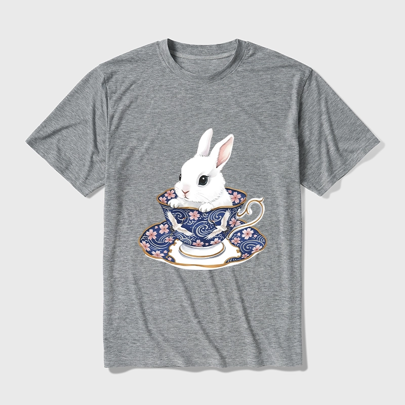 Tokyo-Tiger Cute Rabbit Tea Set Cotton Blend T-Shirt