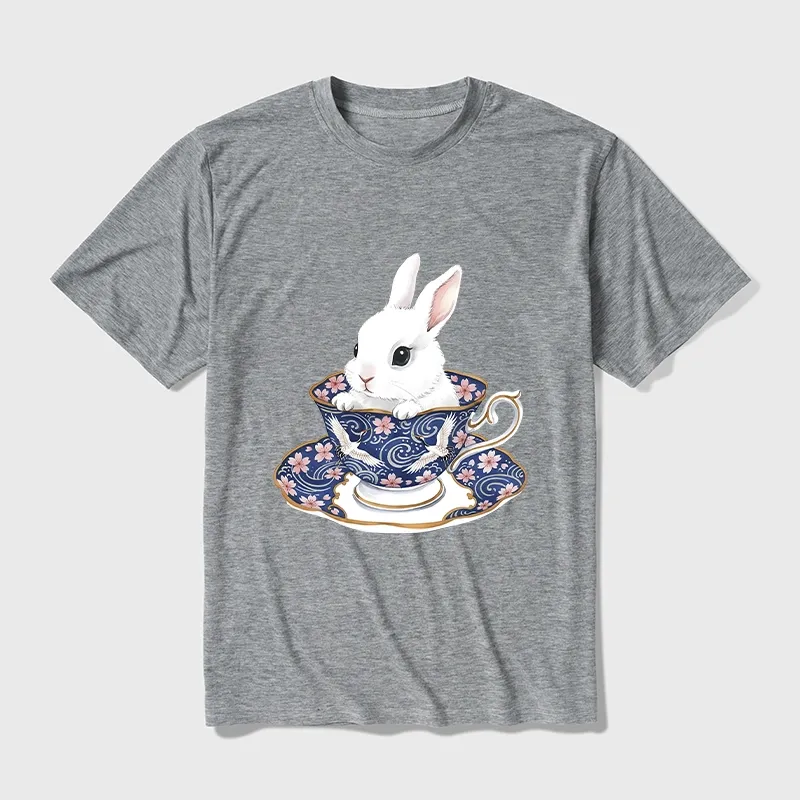 Tokyo-Tiger Cute Rabbit Tea Set Cotton Blend T-Shirt