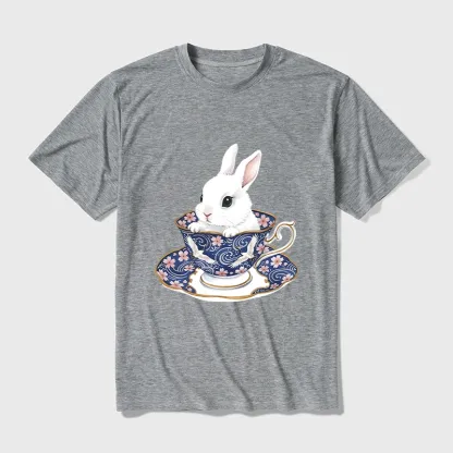 Tokyo-Tiger Cute Rabbit Tea Set Cotton Blend T-Shirt