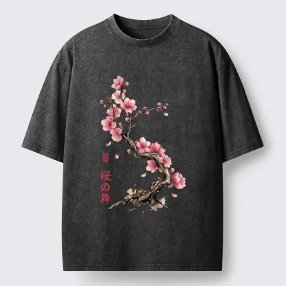 Tokyo-Tiger Sakura Petal Dance Washed T-Shirt