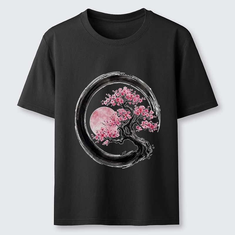 Tokyo-Tiger Zen Sakura Tree With Pink Moon Classic T-Shirt