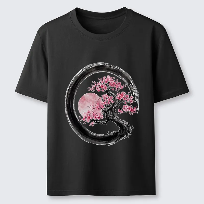 Tokyo-Tiger Zen Sakura Tree With Pink Moon Classic T-Shirt
