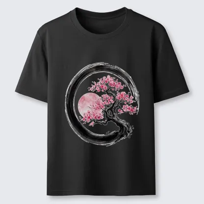 Tokyo-Tiger Zen Sakura Tree With Pink Moon Classic T-Shirt