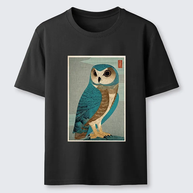 Tokyo-Tiger Vintage Owl Woodblock Art Classic T-Shirt
