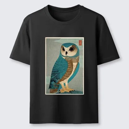 Tokyo-Tiger Vintage Owl Woodblock Art Classic T-Shirt