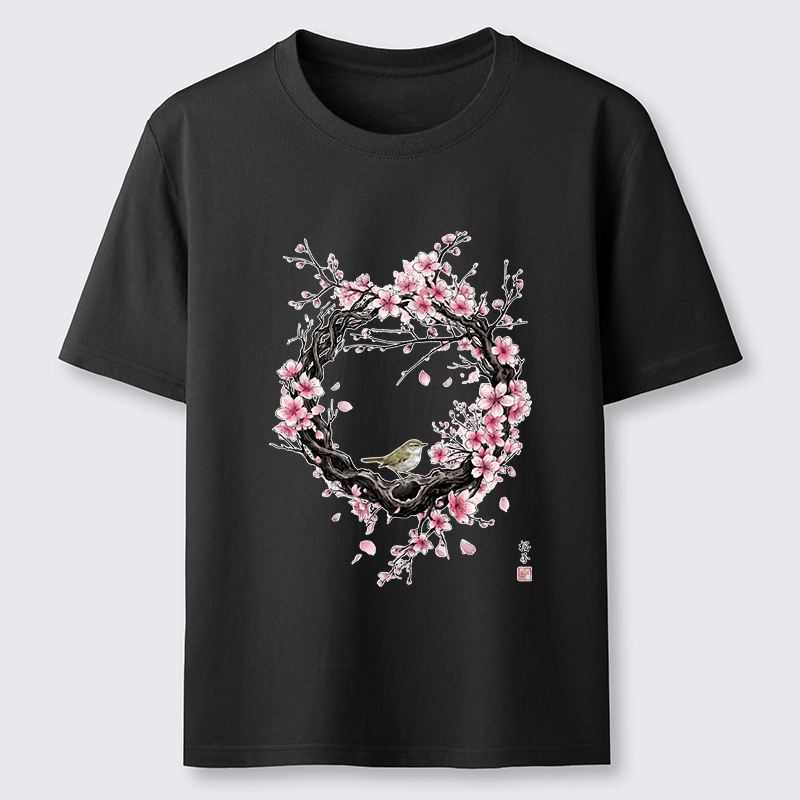 Tokyo-Tiger Sakura Wreath And Little Bird Classic T-Shirt