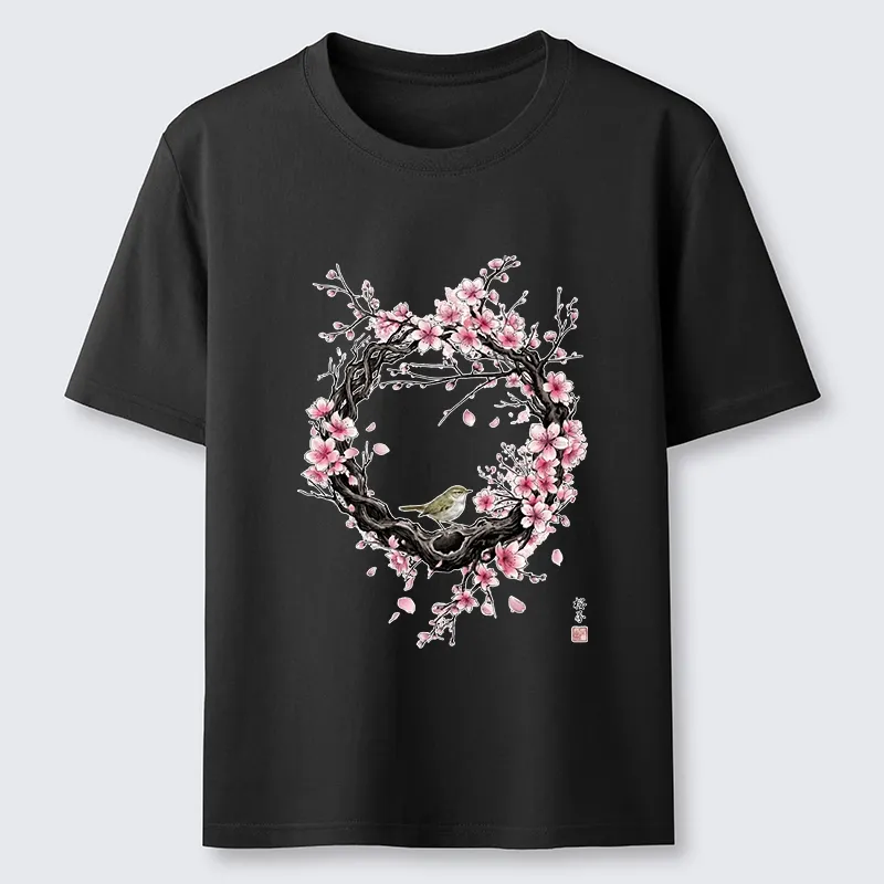Tokyo-Tiger Sakura Wreath And Little Bird Classic T-Shirt